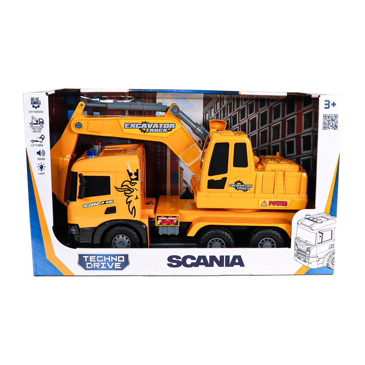 Екскаватор Scania TechnoDrive Super Big Truck 55 см зі світлом та звуком — превʼю 19