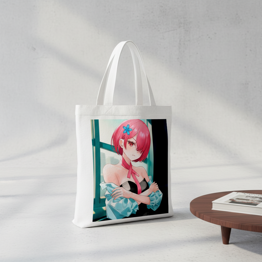 Сумка-шопер Життя в альтернативному світі з нуля (Re:Zero Kara Hajimeru Isekai Seikatsu) - Рам біла з льону (6721) — превʼю 3