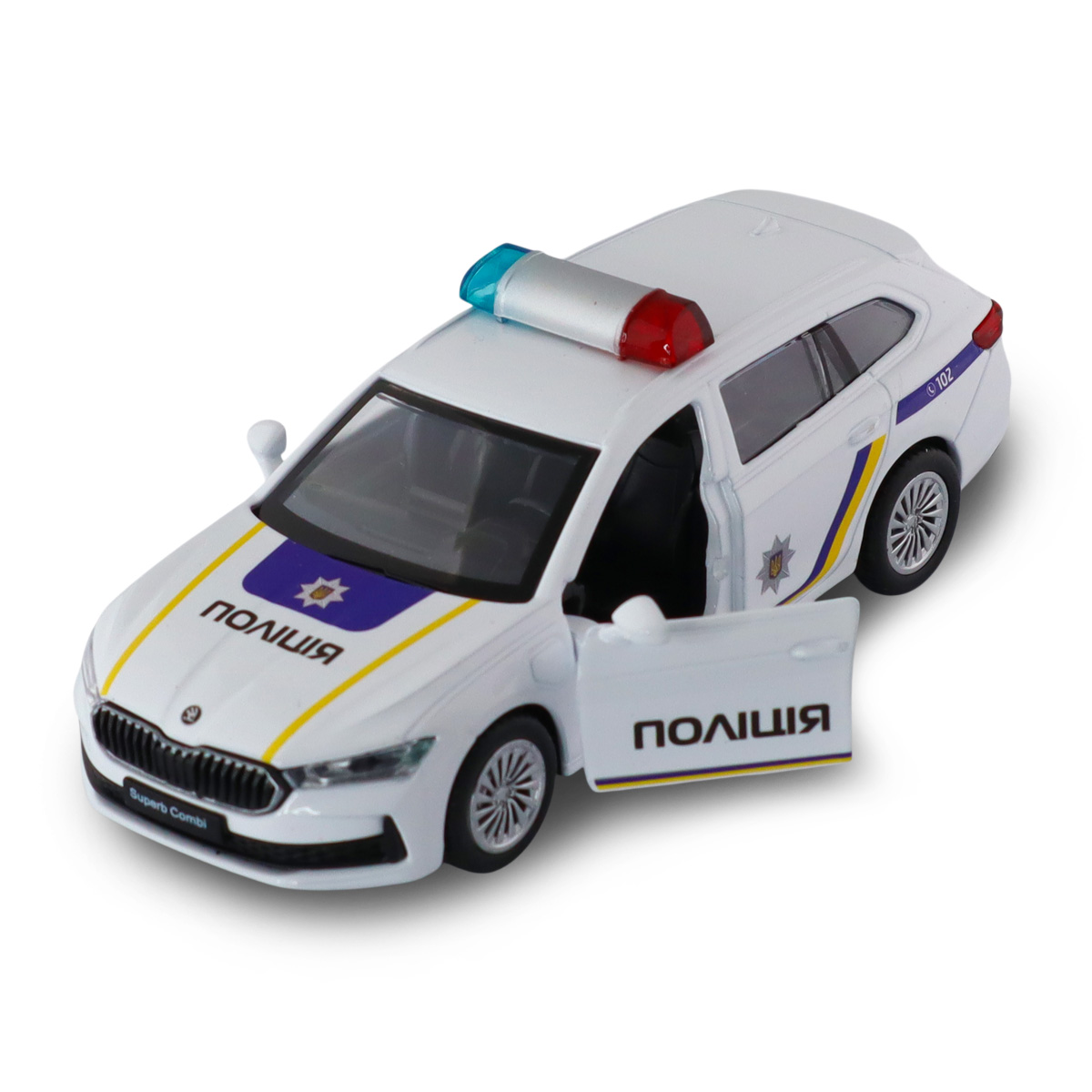 Автомодель Techno Drive Skoda Superb Combi iV Поліція 1:43 з металевим корпусом — превʼю 30