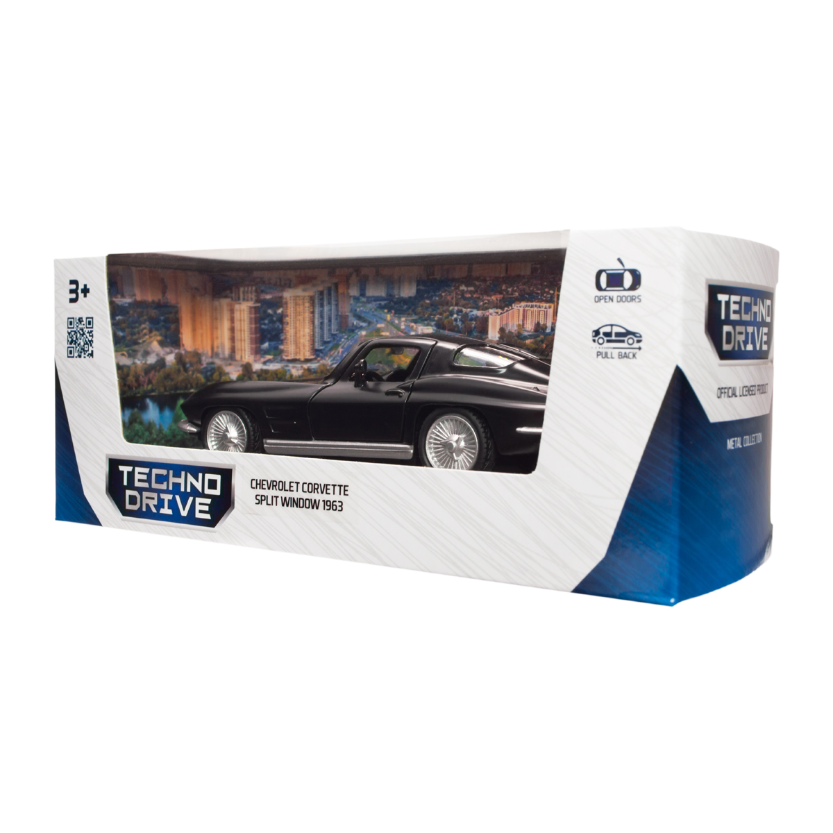 Автомодель Chevrolet Corvette Split Window 1963 металева 1:35 Матова чорна — превʼю 19