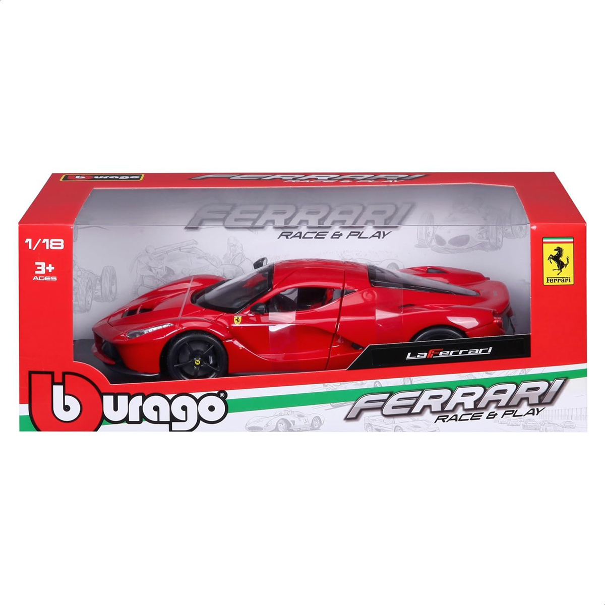 Колекційна автомодель Bburago LaFerrari 1:18 червона з металевим корпусом — превʼю 12