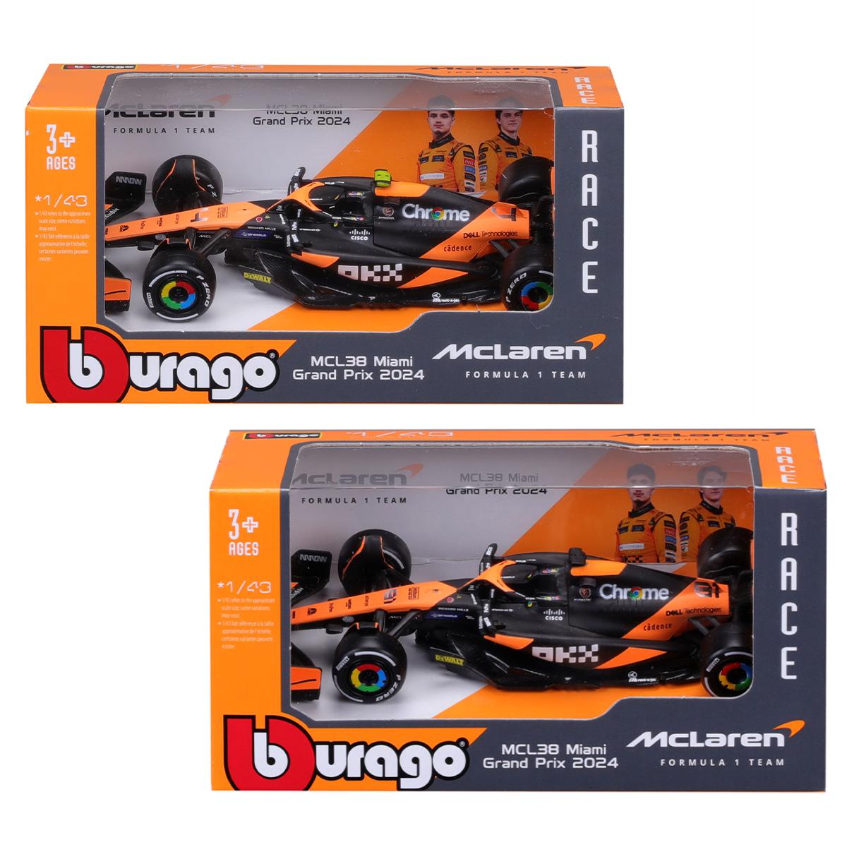 Автомодель Bburago McLaren F1 MCL38 2024 Чорно-помаранчева 1:43 — превʼю 22