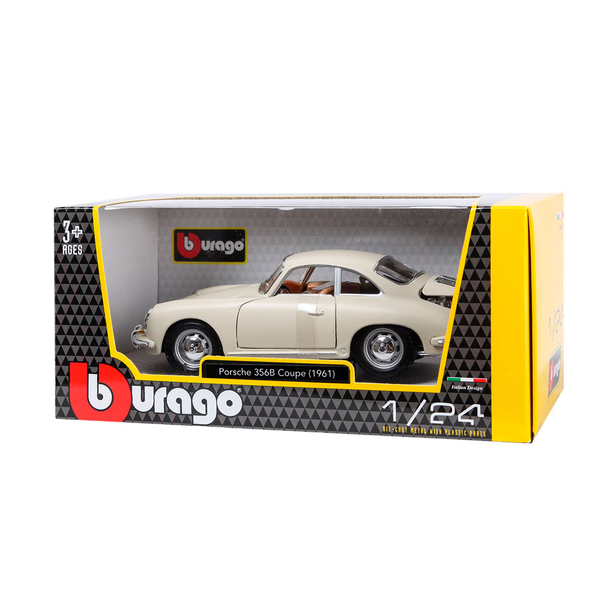 Автомодель Bburago Porsche 356B 1961 1:24 металева червона або слонова кістка — превʼю 14