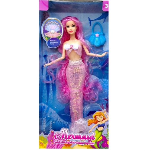 Лялька русалка Mermaid 30 см для дівчаток з довгим волоссям Рожева