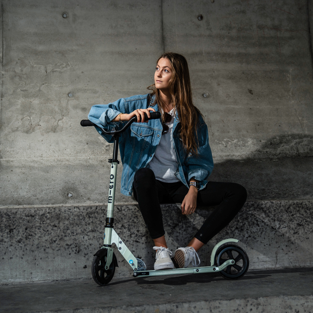 Самокат двоколісний складаний Micro Speed Deluxe для міста Зелений — превʼю 22