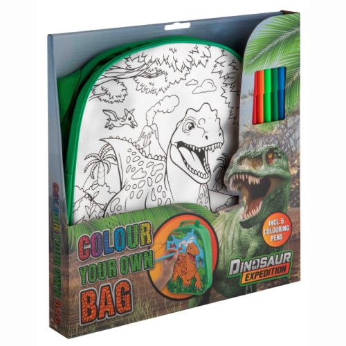 Рюкзак-розмальовка дитячий Dinosaur Expedition Moxy з фломастерами 30x31 см Різнобарвний — превʼю 3
