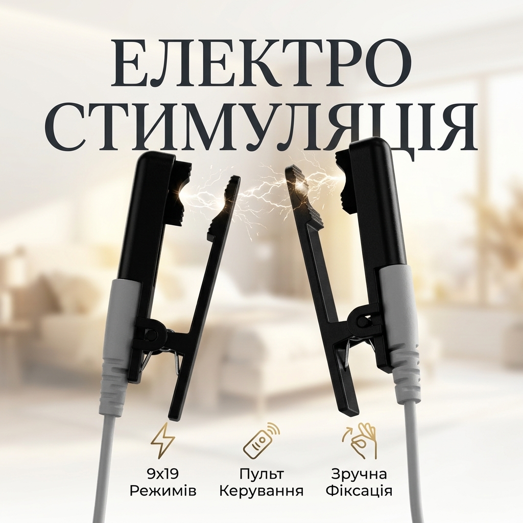 Затискачі для сосків BDSM унісекс з електростимуляцією пластикові Чорні 9x19 режимів з пультом ДК