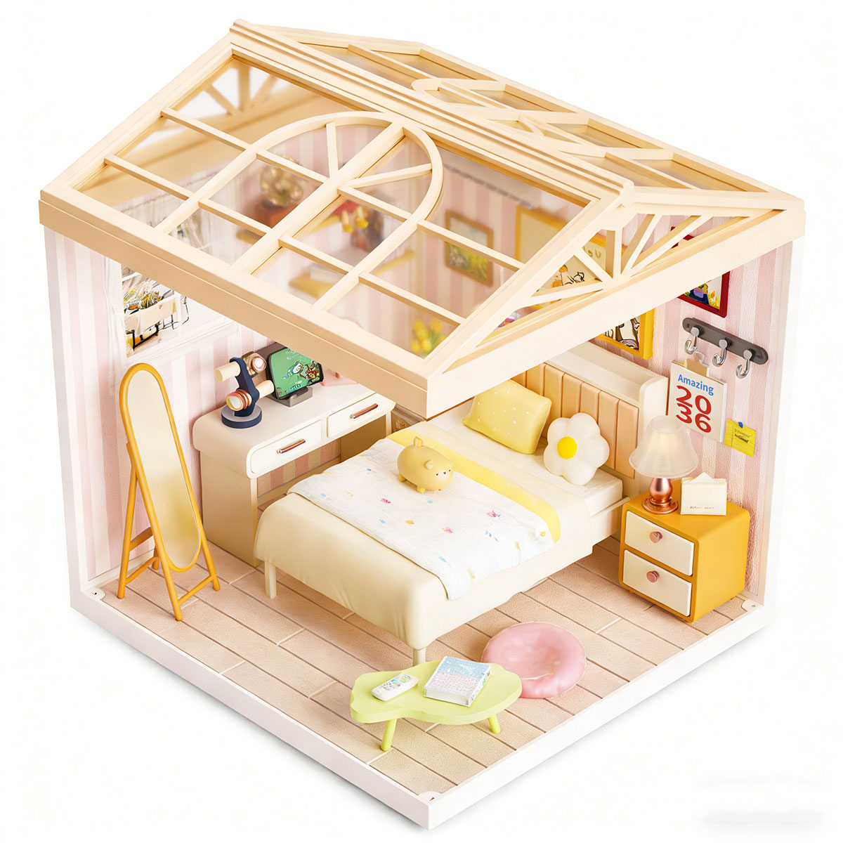Конструктор-румбокс Mini House Спальня з підсвіткою 17x18x19 см — превʼю 6