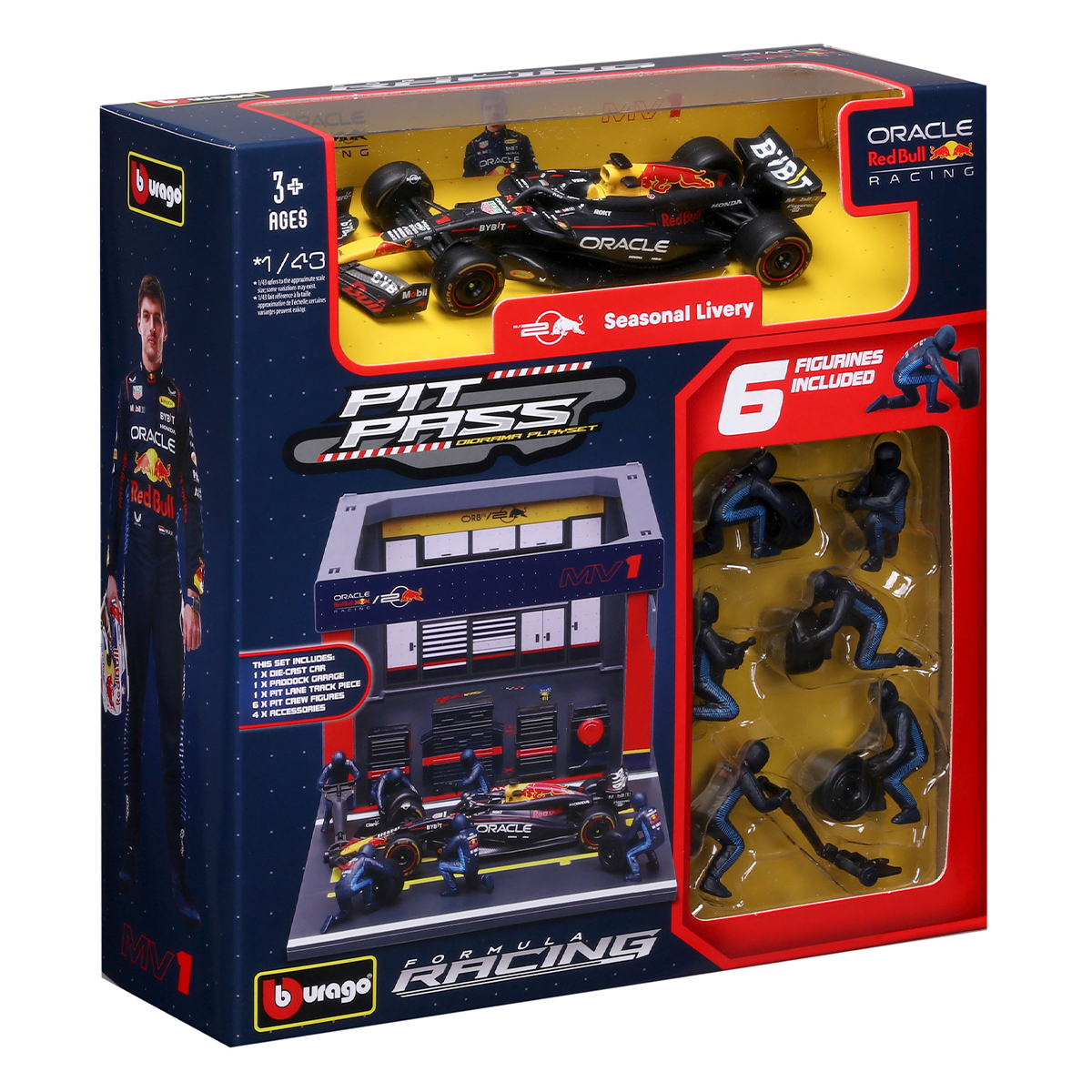 Ігровий набір Pit Pass Oracle Red Bull Racing RB20 Bburago 1:43 Металевий — превʼю 12