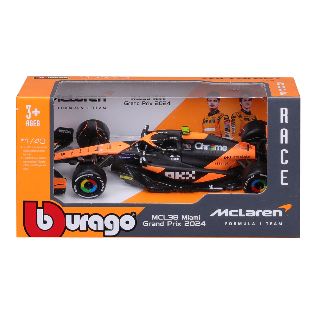 Автомодель Bburago McLaren F1 MCL38 2024 Чорно-помаранчева 1:43 — превʼю 13