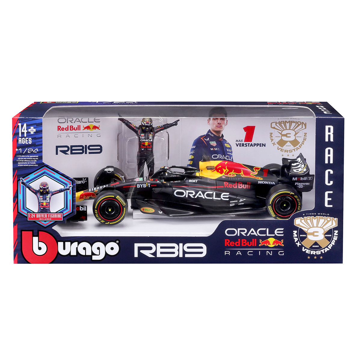 Автомодель Bburago Red Bull Racing RB19 з фігуркою 1:24 Чорна — превʼю 22