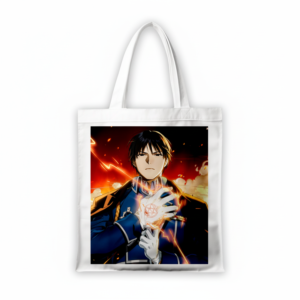 Сумка-шопер Сталевий алхімік Fullmetal Alchemist Рой Мустанг 39x35 см біла з габардину 6749 — превʼю 2