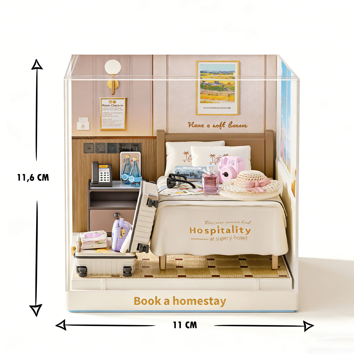 Конструктор-румбокс Mini House Інтер'єр Міні Готельний номер 11x11x11,6 см — превʼю 3