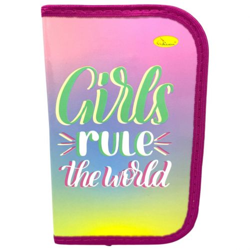 Пенал ламінований Girls rule на змійці 1 відділення 19x13 см