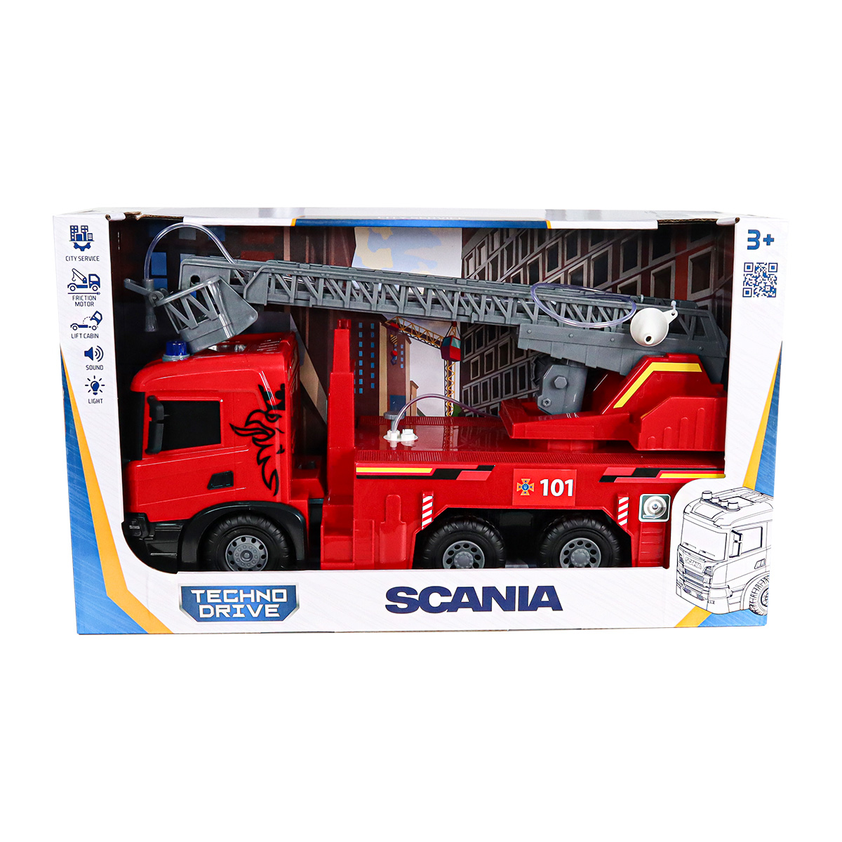 Пожежна машина Techno Drive Super Big Truck Scania 51,5 см зі світлом та звуком — превʼю 18