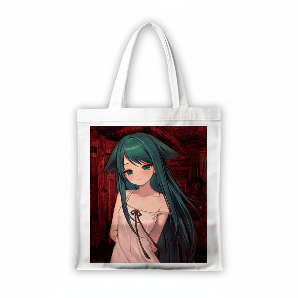 Сумка-шопер Сая но Ута (Saya no Uta) - Сая біла з льону (26766) — превʼю 4