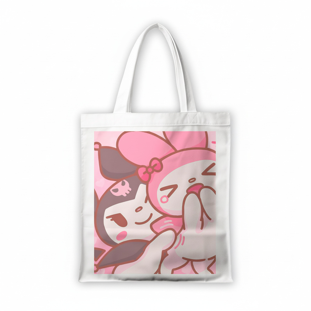 Сумка-шопер Онегай Моя Мелодія Onegai My Melody 39x35 см біла з льону 29674 — превʼю 2