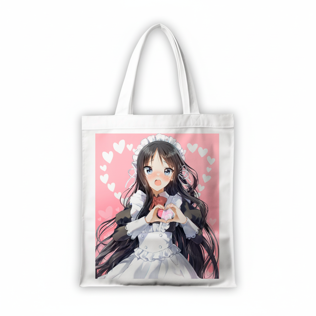Сумка-шопер К-он! K-On! Міо Акіяма 39x35 см біла з льону 11355 — превʼю 2