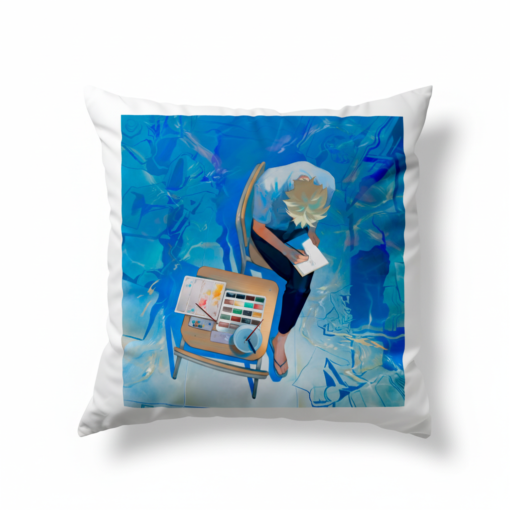Подушка Ятора Ягуті Yatora Yaguchi Блакитний період Blue Period 35x35 см — превʼю 2
