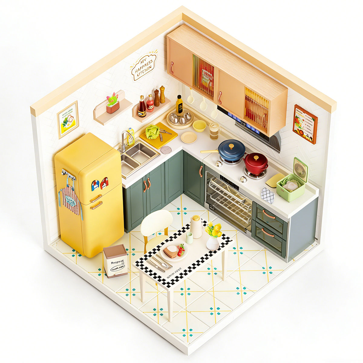 Конструктор-румбокс Mini House Кухня з підсвіткою 16.5x16.5x19.5 см — превʼю 6
