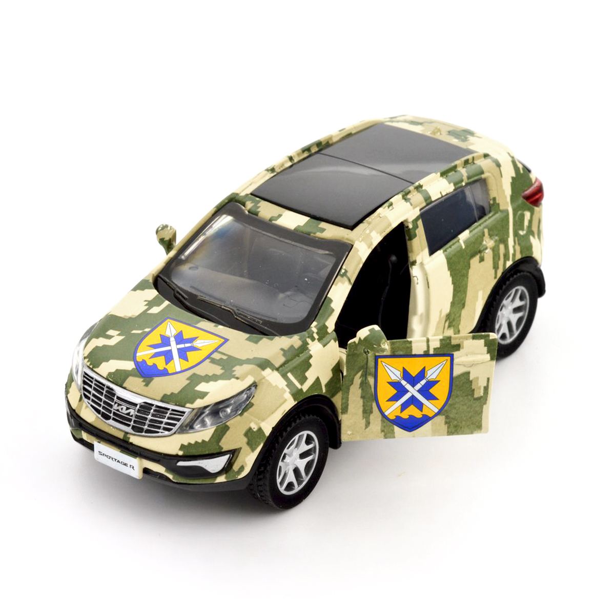 Автомодель Kia Sportage R 56 ОМПБр Шеврони Героїв металева 1:39 — превʼю 32