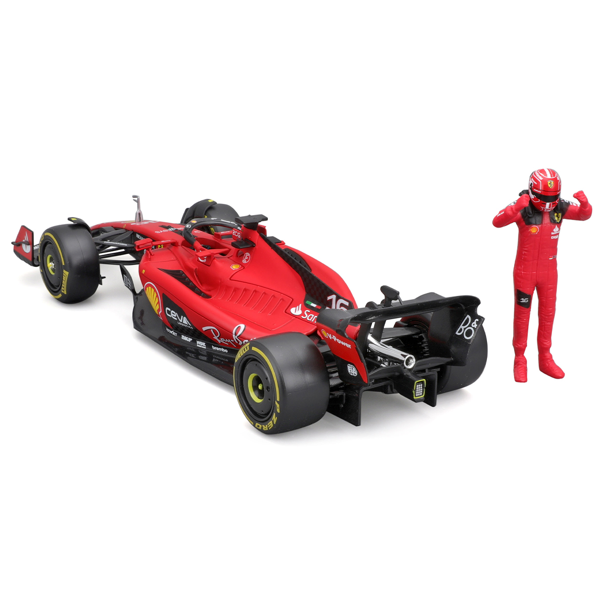 Автомодель Bburago Ferrari SF-23 з фігуркою гонщика 1:24 Червона — превʼю 15
