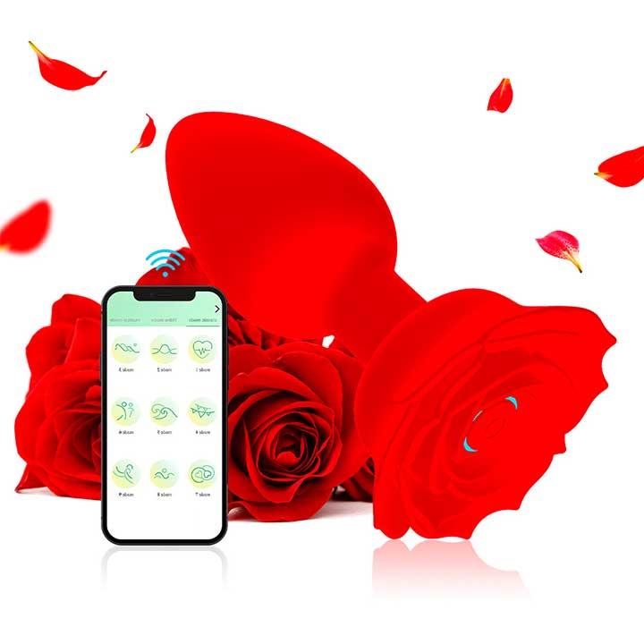 Анальна смарт пробка силіконова Smart Rose з 9 режимами 3,3 см Червоний