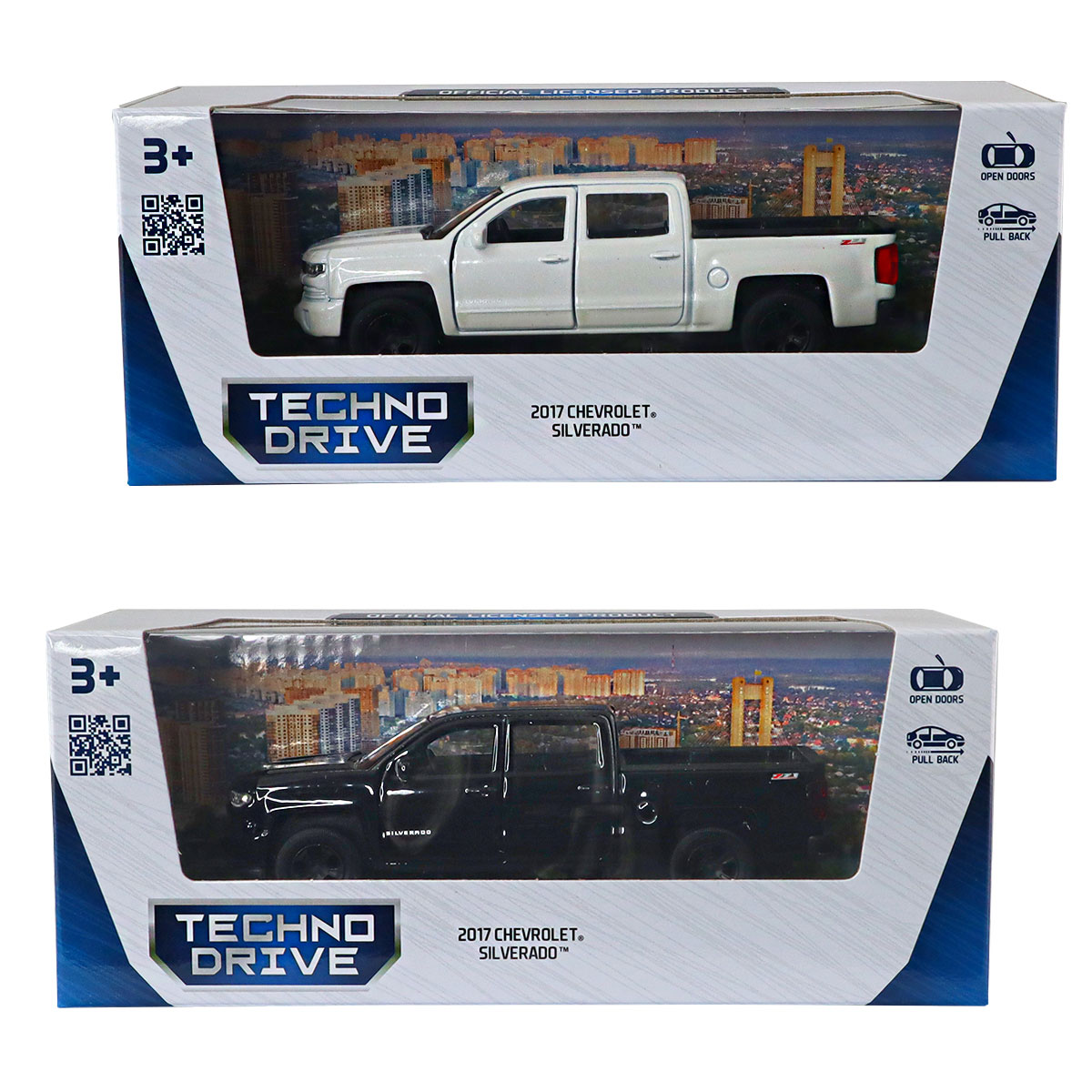 Автомодель Chevrolet Silverado 2017 Techno Drive 1:43 металева з pull-back механізмом Біла — превʼю 22