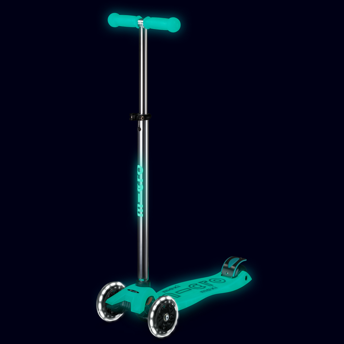 Самокат дитячий триколісний Micro Maxi Deluxe Glow LED з підсвіткою Бірюзовий — превʼю 22