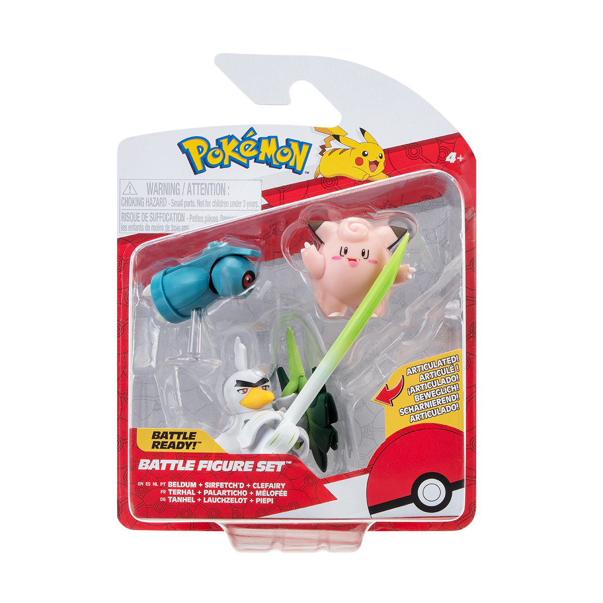 Набір ігрових фігурок Pokemon W18 - Клефейрі Белдум Сірфетч'д 3 шт — превʼю 3