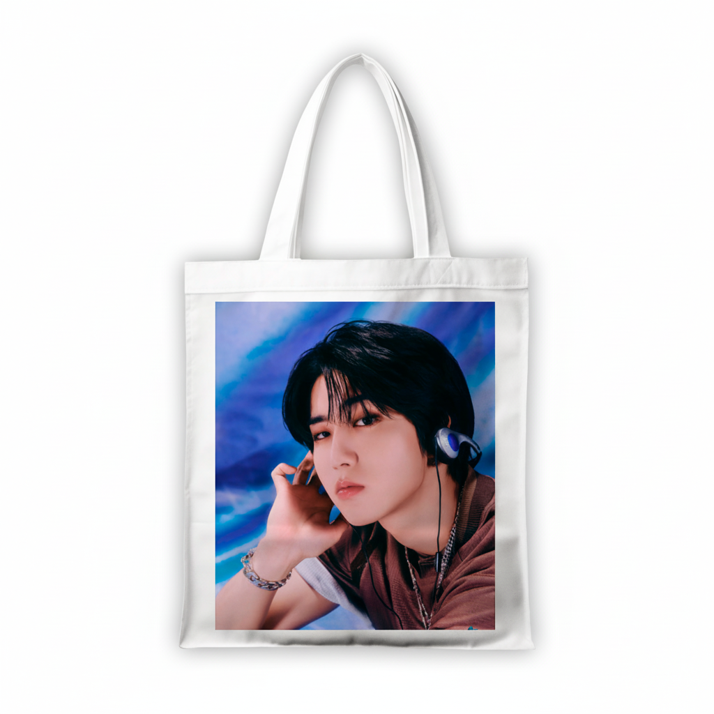 Сумка-шопер Стрей кідс Stray Kids 39x35 см біла з льону 11384 — превʼю 2