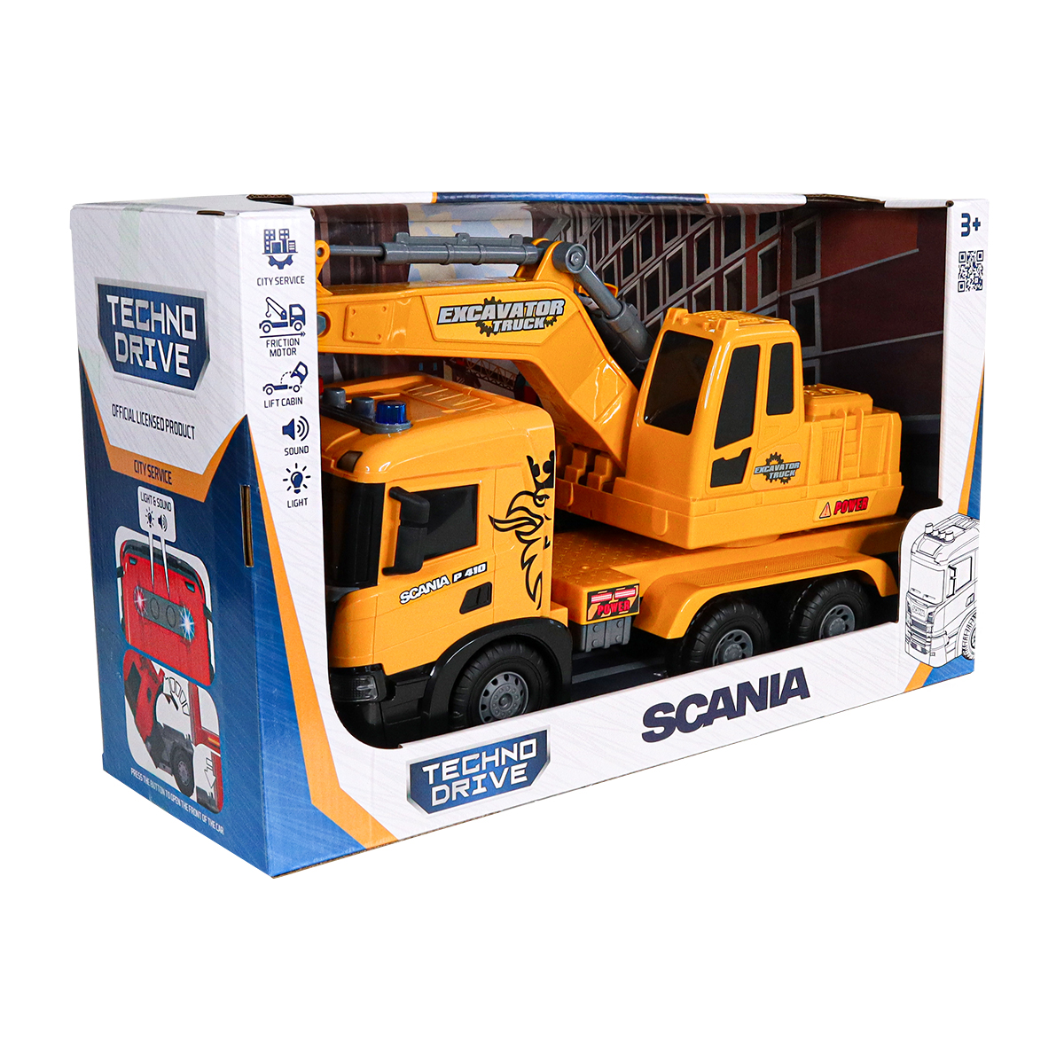 Екскаватор Scania TechnoDrive Super Big Truck 55 см зі світлом та звуком — превʼю 18
