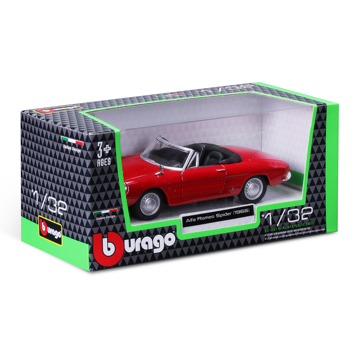 Автомодель Bburago Alfa Romeo Spider 1966 червона 1:32 — превʼю 16