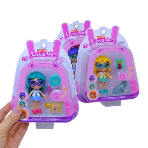 Лялька DreamMakers Little Girl 9 см з тваринкою та аксесуаром Жовта — превʼю 2