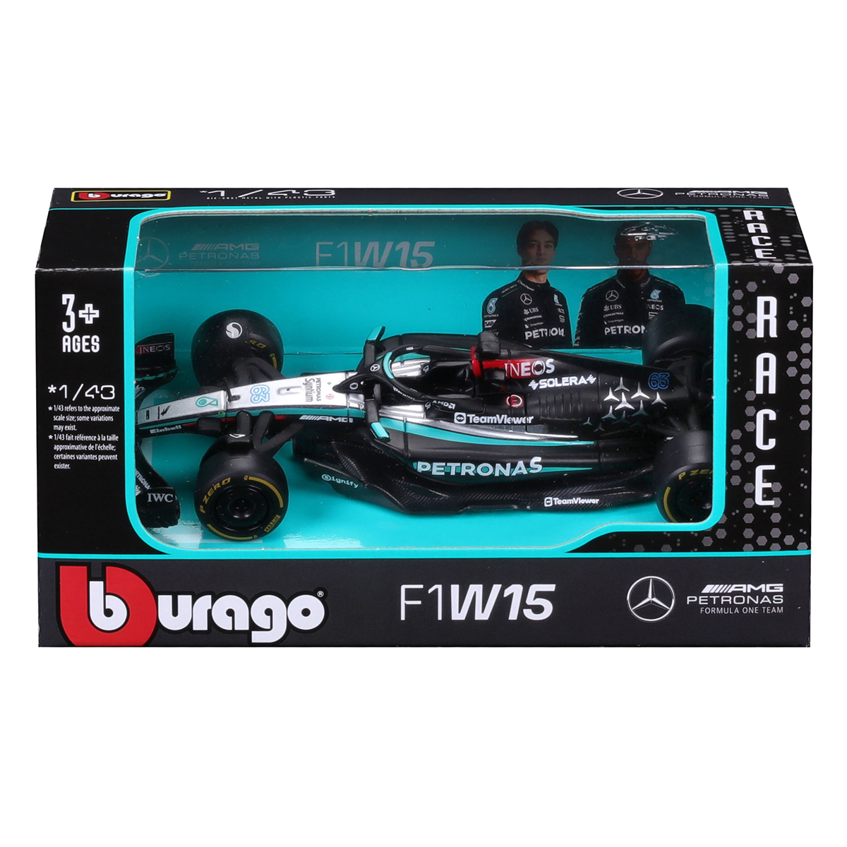Колекційна модель Bburago Mercedes-AMG F1 W15 Performance 2024 1:43 — превʼю 14