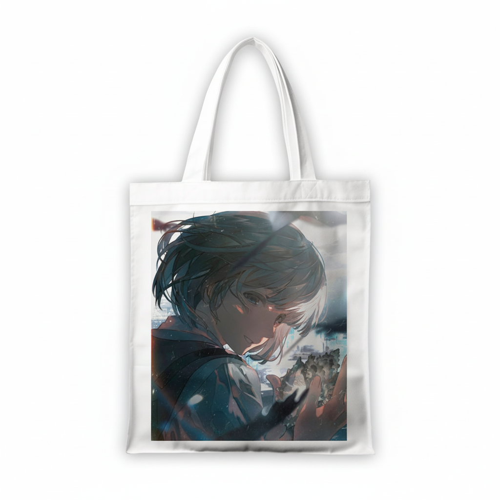 Сумка-шопер Атака титанів Attack on Titan Армін Арлерт 39x35 см біла з льону 11396 — превʼю 2