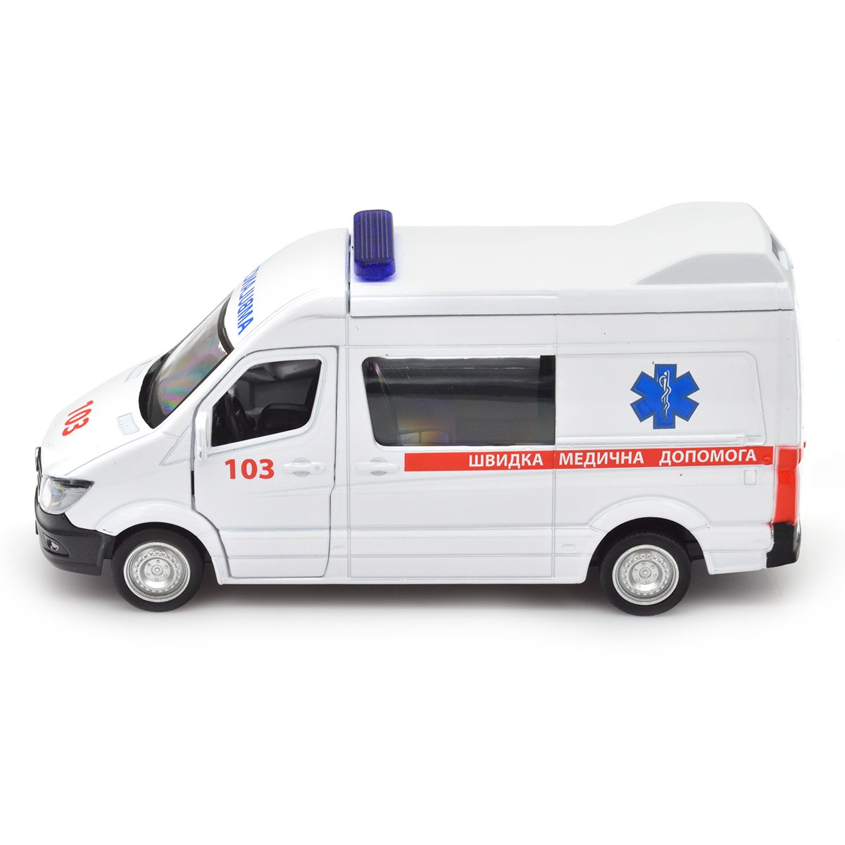 Автомодель TechnoDrive Mercedes-Benz Sprinter Швидка допомога 1:32 металева — превʼю 15