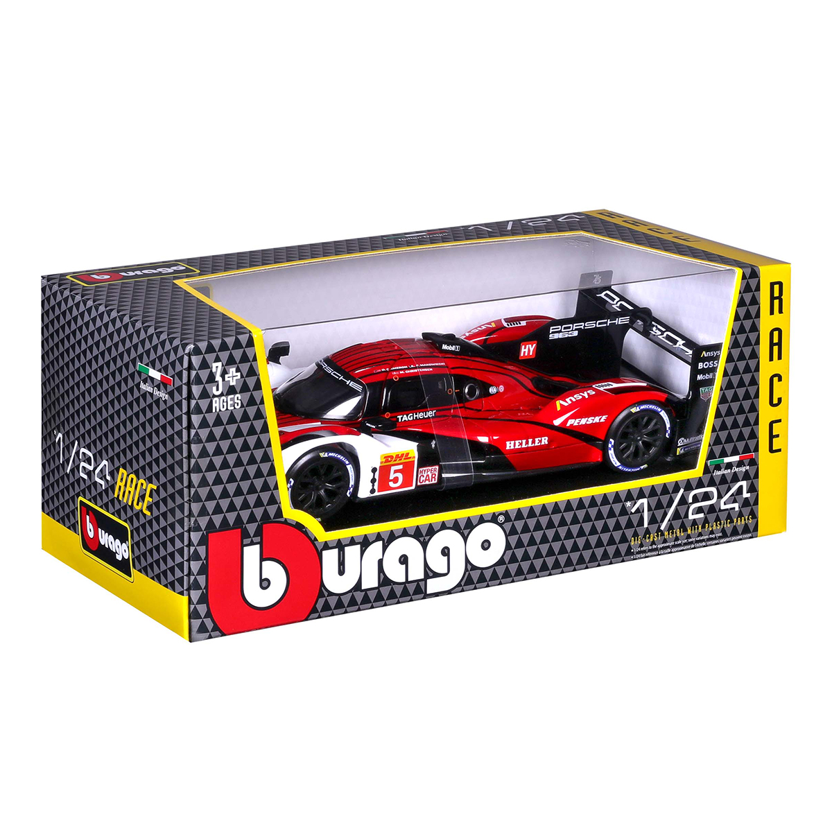 Автомодель Porsche 963 Bburago 1:24 металева Біло-червона — превʼю 12