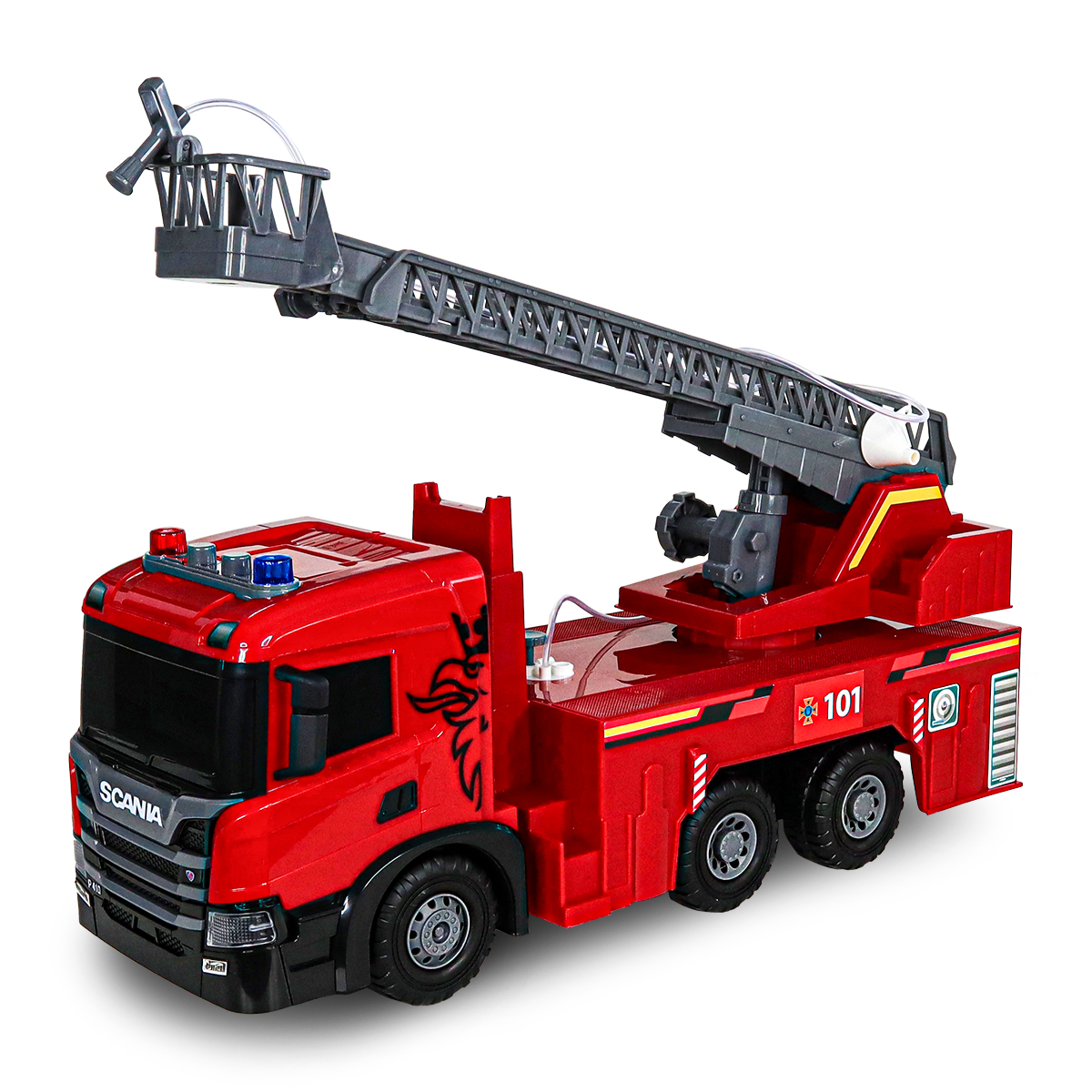 Пожежна машина Techno Drive Super Big Truck Scania 51,5 см зі світлом та звуком — превʼю 15