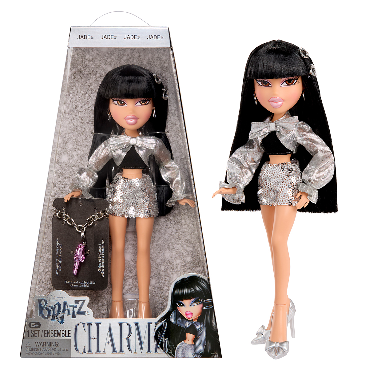 Ігровий набір лялька Bratz Charmz Джейд з аксесуарами 25 см Чорний-Срібний — превʼю 11