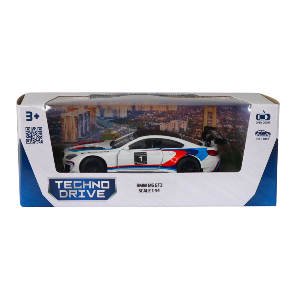 Автомодель BMW M6 GT3 Techno Drive металева 1:44 Біла — превʼю 20