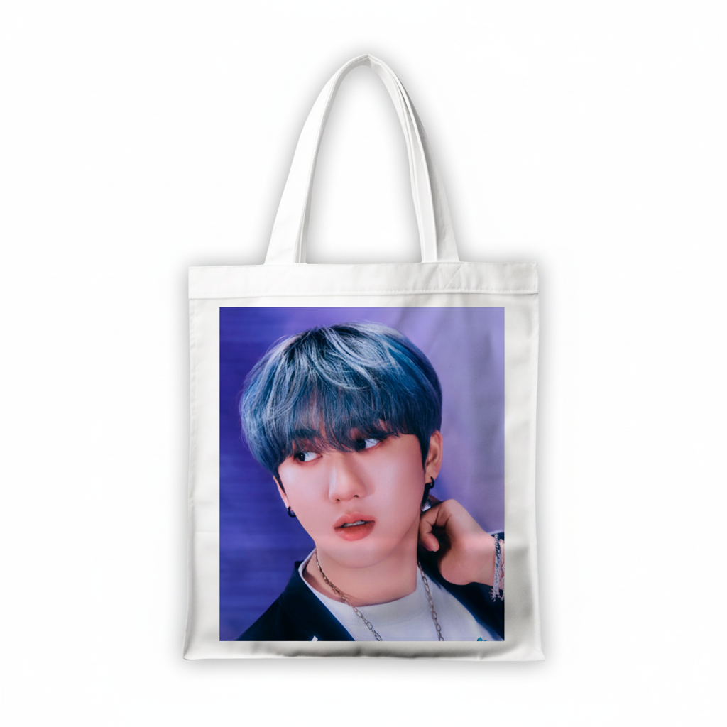 Сумка-шопер Стрей кідс Stray Kids 39x35 см біла з льону 11378 — превʼю 2