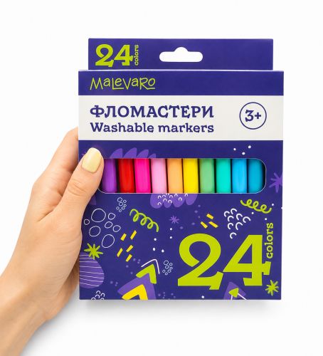 Набір фломастерів Malevaro 24 кольори у коробці — превʼю 3