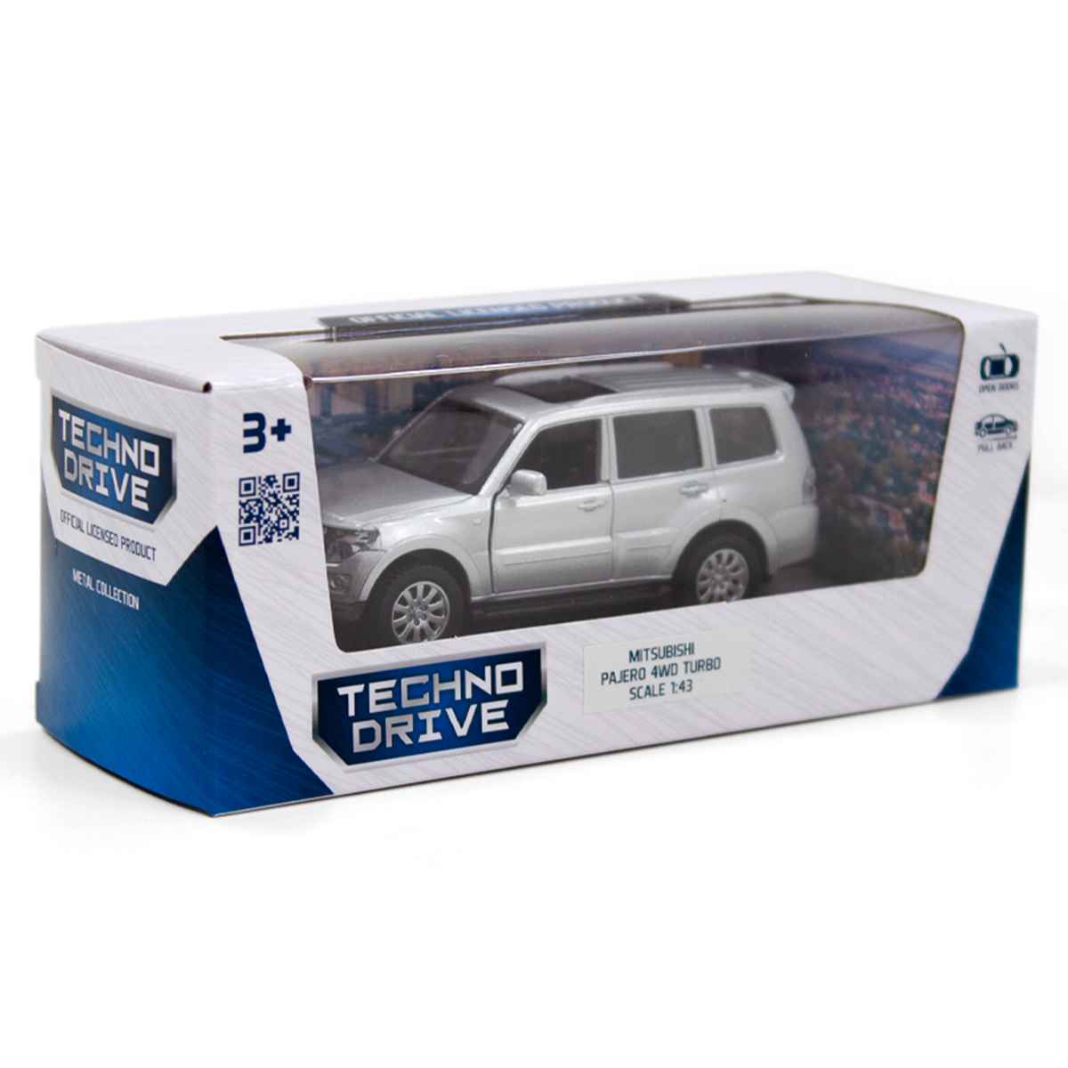 Автомодель TechnoDrive Mitsubishi Pajero 4WD Turbo срібляста металева — превʼю 4