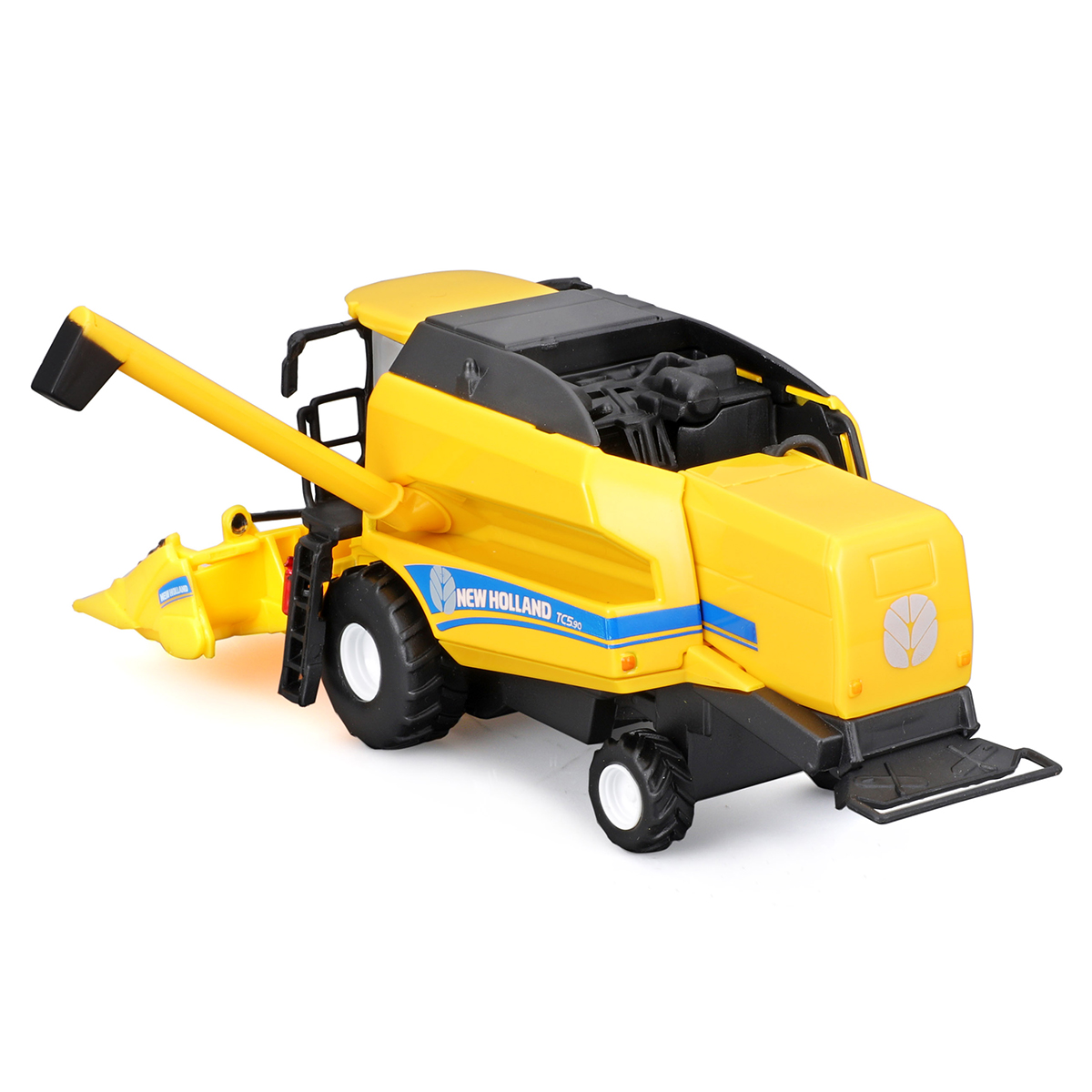 Автомодель Bburago New Holland TC5.90 зернозбиральний комбайн з жаткою 18 см Жовто-чорний — превʼю 12