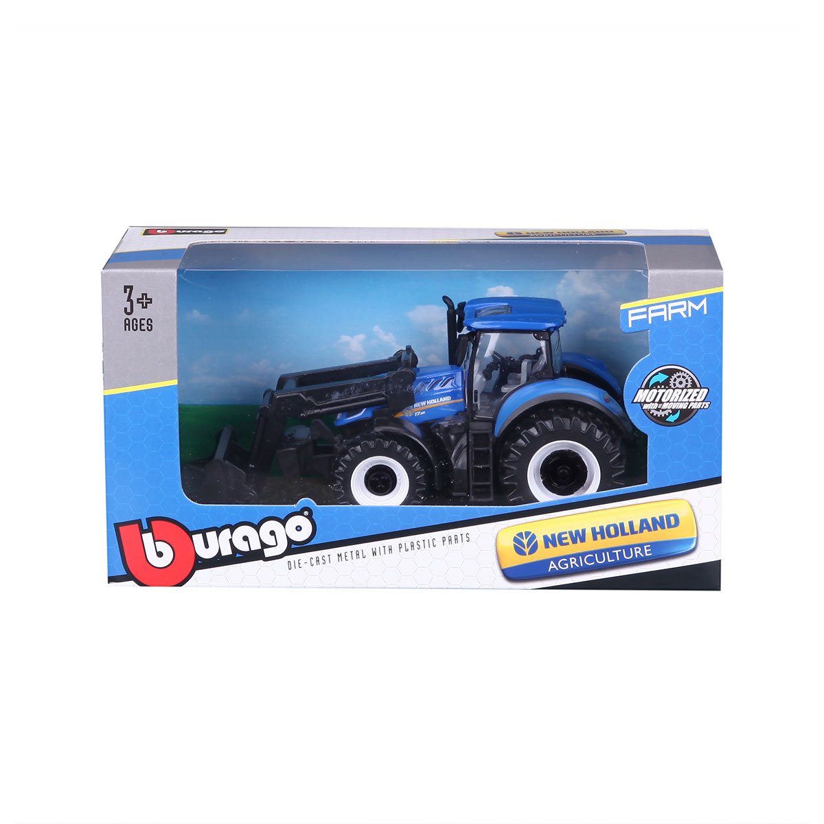 Трактор Bburago New Holland T7.315 з фронтальним навантажувачем 1:32 Синій — превʼю 13